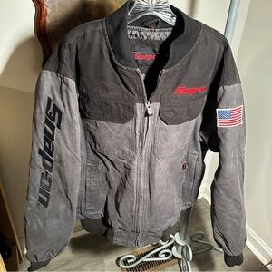 Snap-on Insulated Canvas Work Jacket USA Flag Black Gray Full Zip Men’s XL